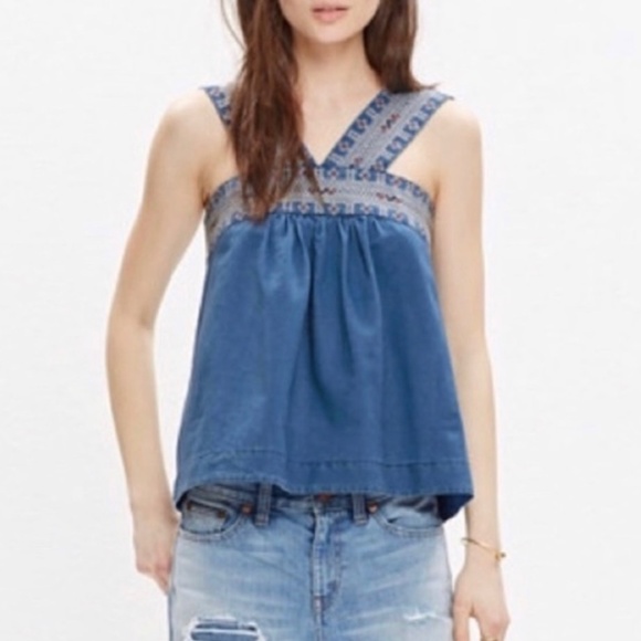 Madewell Embroidered Tank Top - Picture 1 of 8